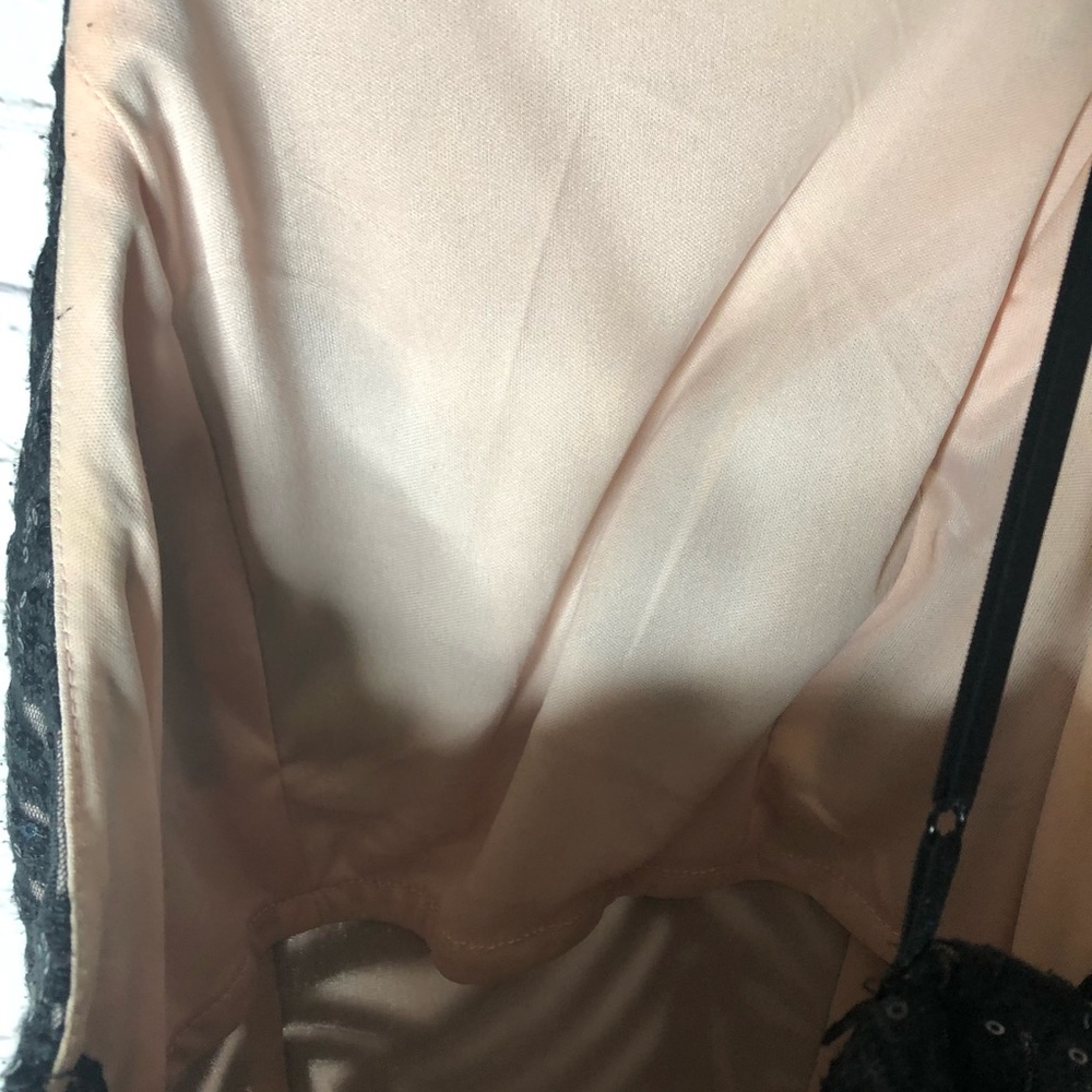 Trixxi black & nude sequin striped long dress sz 7 - Picture 13 of 13